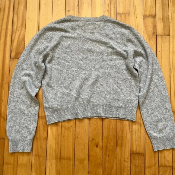 absolut cashmere grey heathered crew neck cropped sweater women's L - Picture 7 of 7
